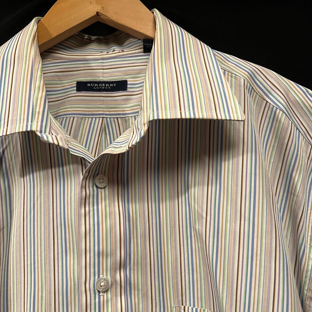 Burberry Button Up Long Sleeve Striped Shirt 17r